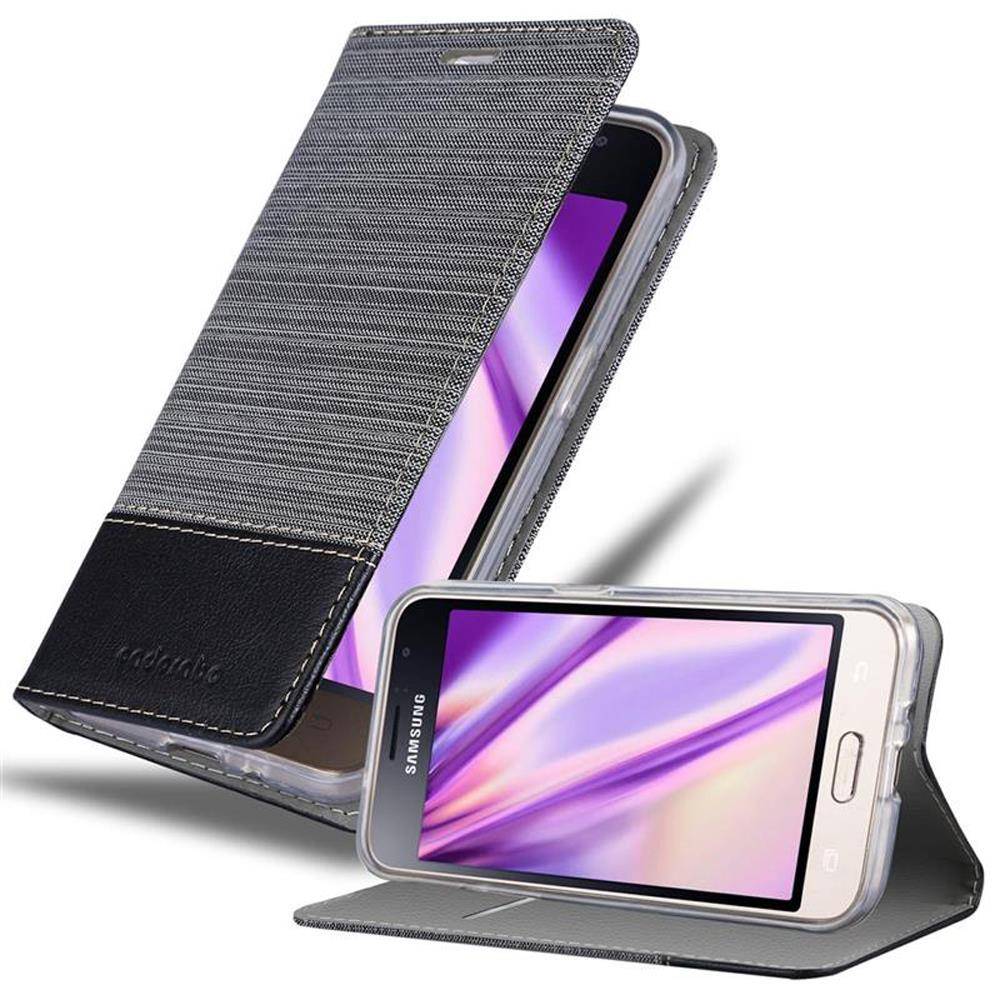 Cadorabo Hülle für Samsung Galaxy J1 2016 Schutzhülle in Grau Handy Hülle Etui Book Case Cover