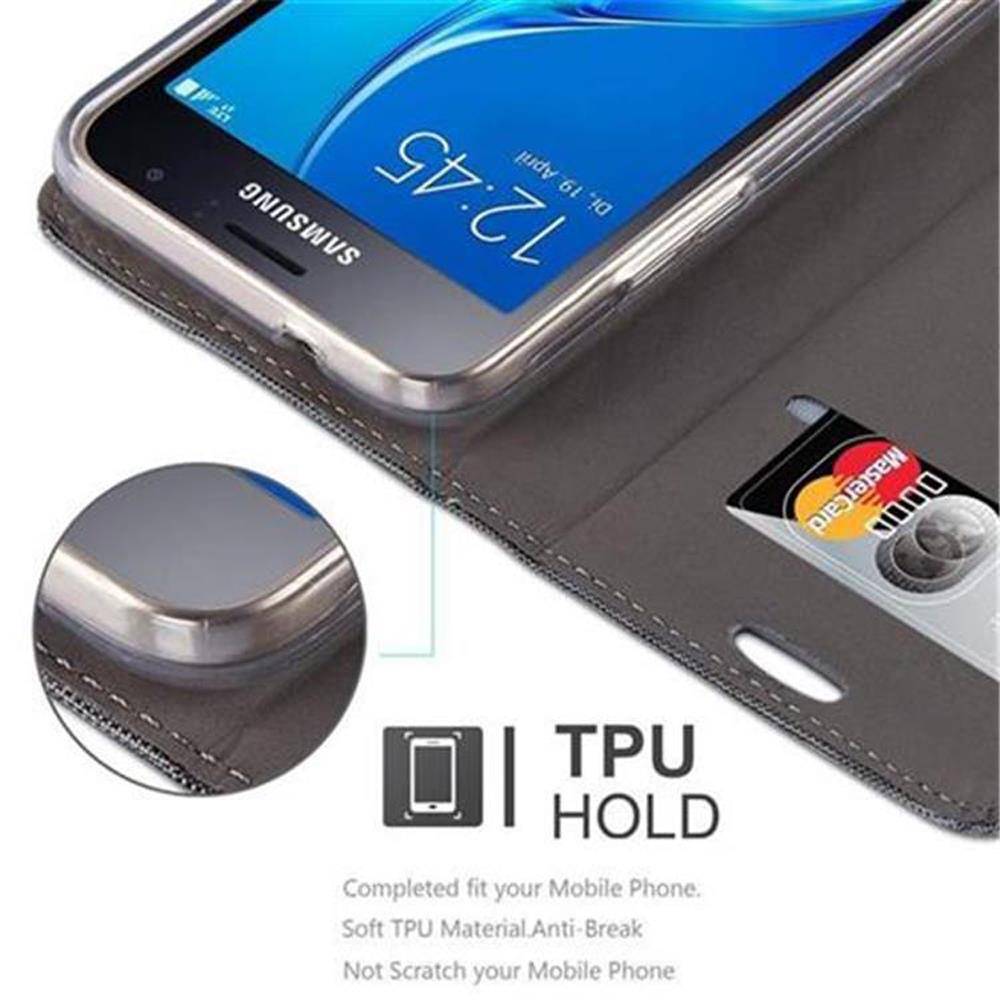 Cadorabo Hülle für Samsung Galaxy J1 2016 Schutzhülle in Grau Handy Hülle Etui Book Case Cover