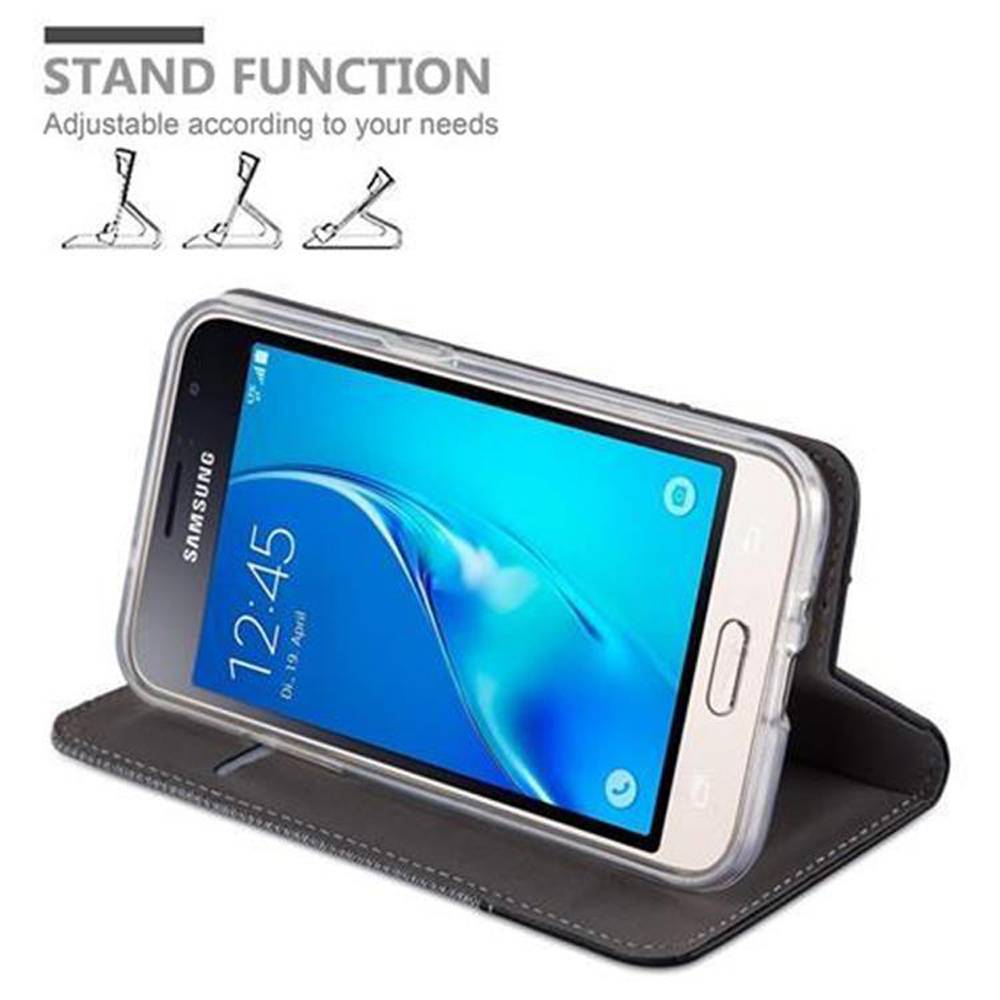 Cadorabo Hülle für Samsung Galaxy J1 2016 Schutzhülle in Grau Handy Hülle Etui Book Case Cover