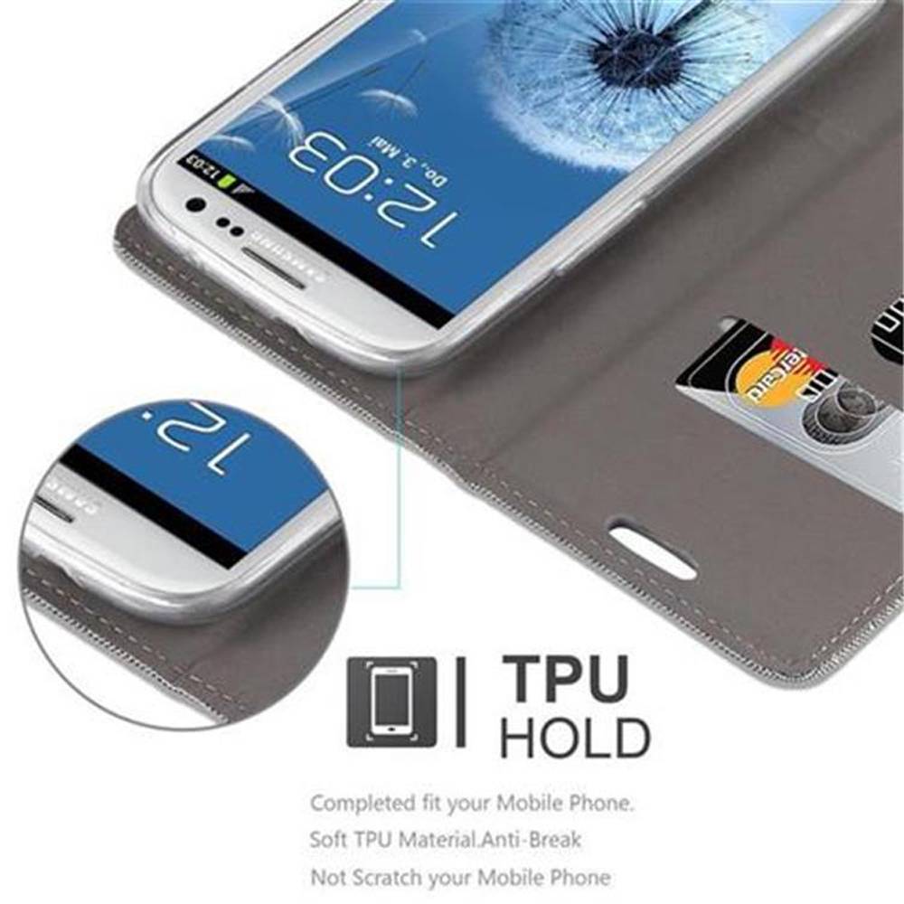 Cadorabo Hülle für Samsung Galaxy S3 / S3 NEO Schutzhülle in Grau Handy Hülle Etui Book Case Cover