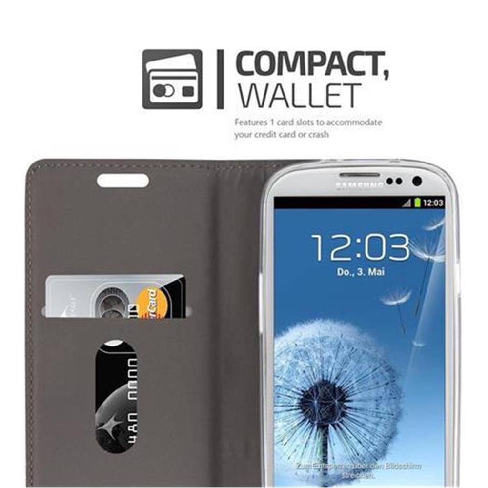 Cadorabo Hülle für Samsung Galaxy S3 / S3 NEO Schutzhülle in Grau Handy Hülle Etui Book Case Cover