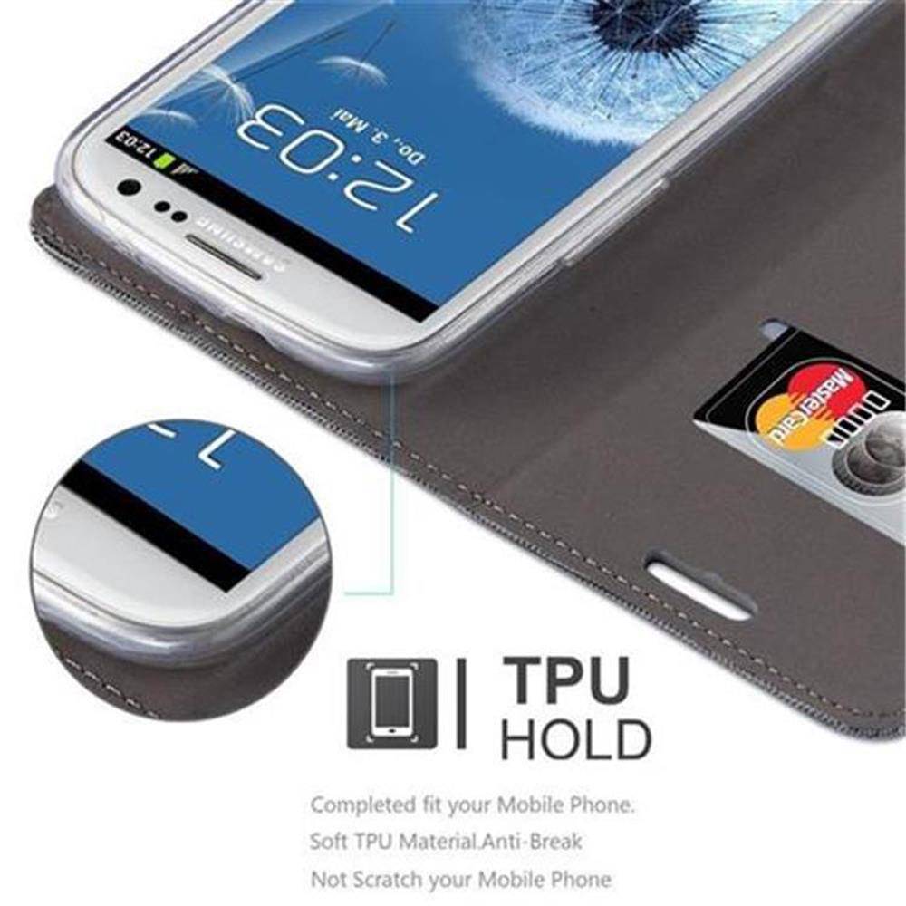 Cadorabo Hülle für Samsung Galaxy S3 / S3 NEO Schutzhülle in Grau Handy Hülle Etui Book Case Cover