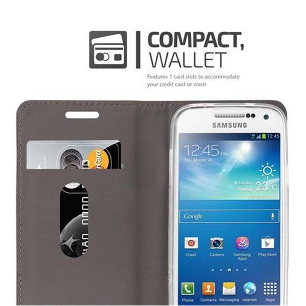 Cadorabo Hülle für Samsung Galaxy S4 MINI Schutzhülle in Grau Handy Hülle Etui Book Case Cover