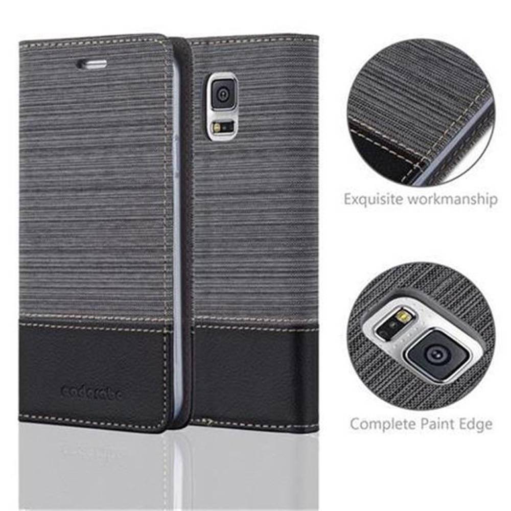 Cadorabo Hülle für Samsung Galaxy S5 / S5 NEO Schutzhülle in Grau Handy Hülle Etui Book Case Cover