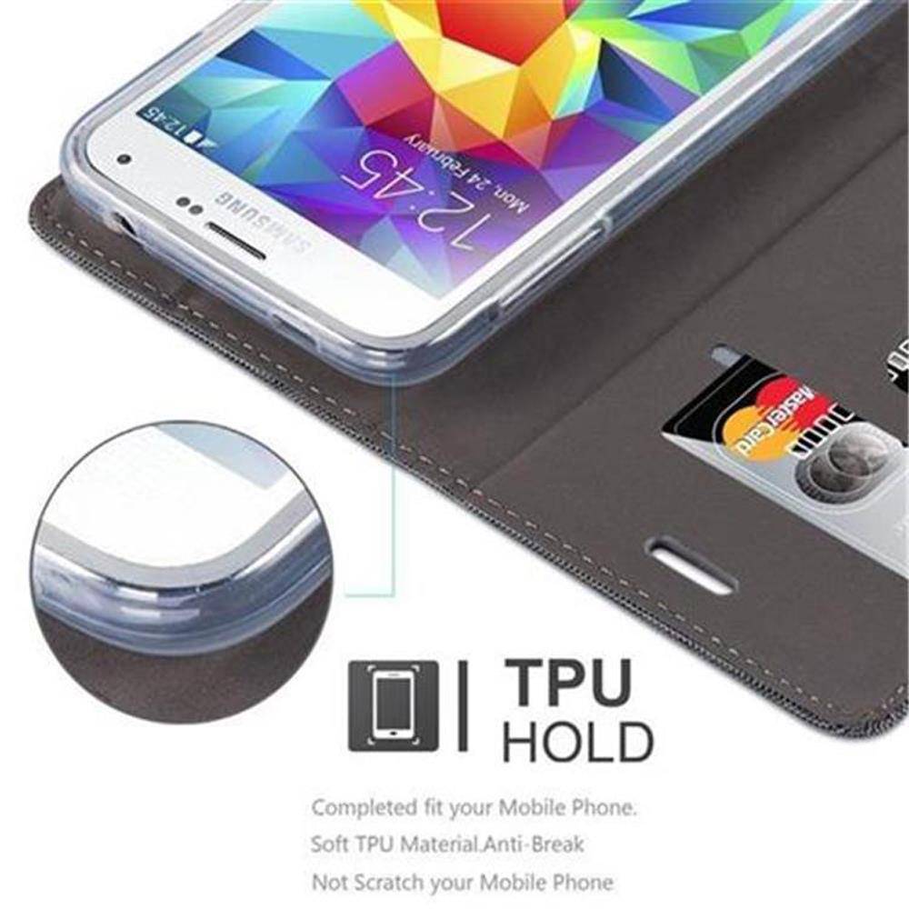 Cadorabo Hülle für Samsung Galaxy S5 / S5 NEO Schutzhülle in Grau Handy Hülle Etui Book Case Cover