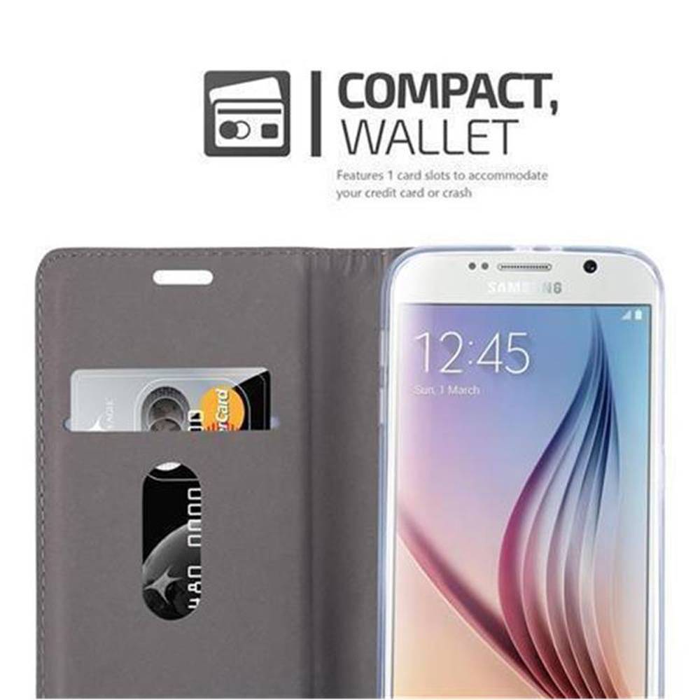Cadorabo Hülle für Samsung Galaxy S6 Schutzhülle in Grau Handy Hülle Etui Book Case Cover