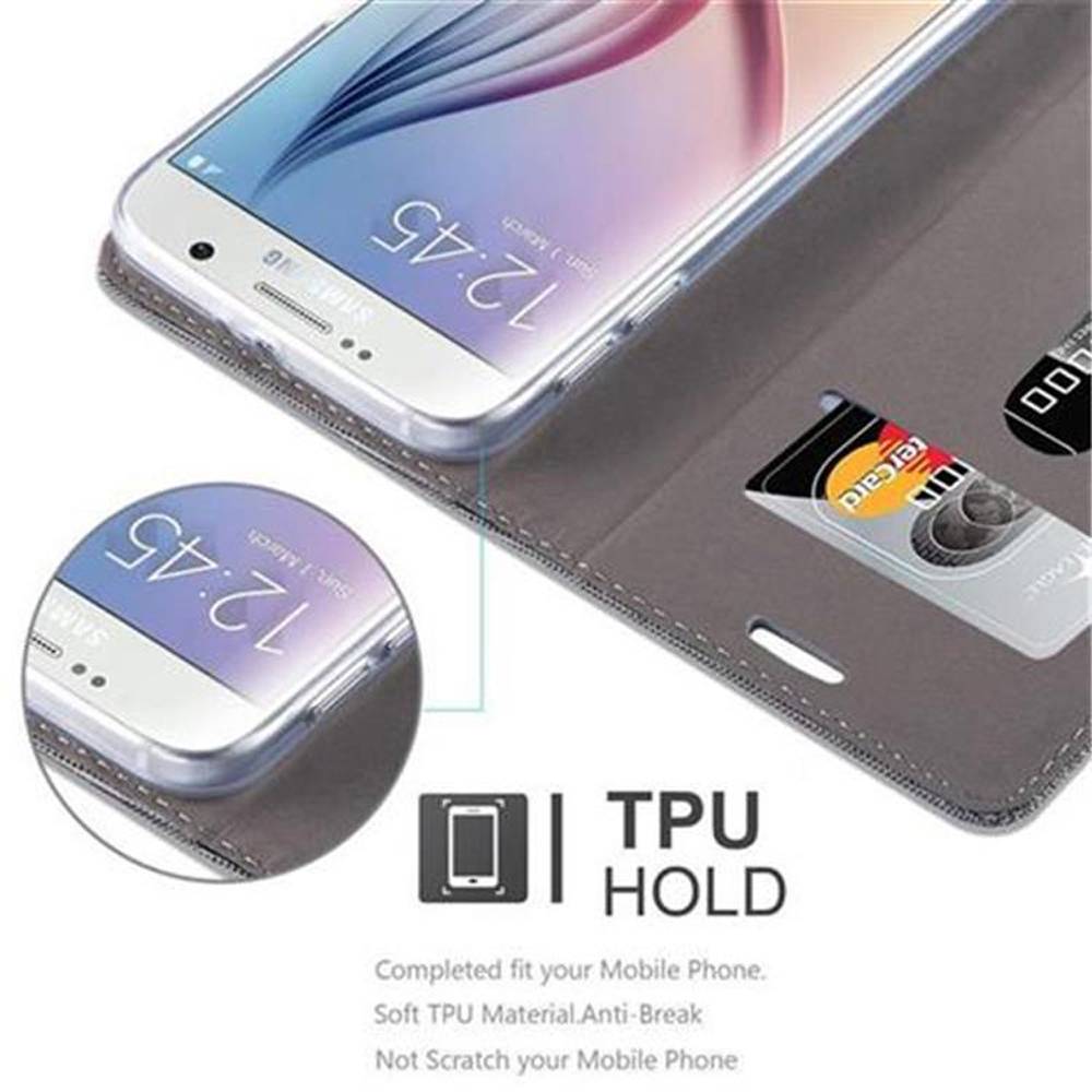 Cadorabo Hülle für Samsung Galaxy S6 Schutzhülle in Grau Handy Hülle Etui Book Case Cover