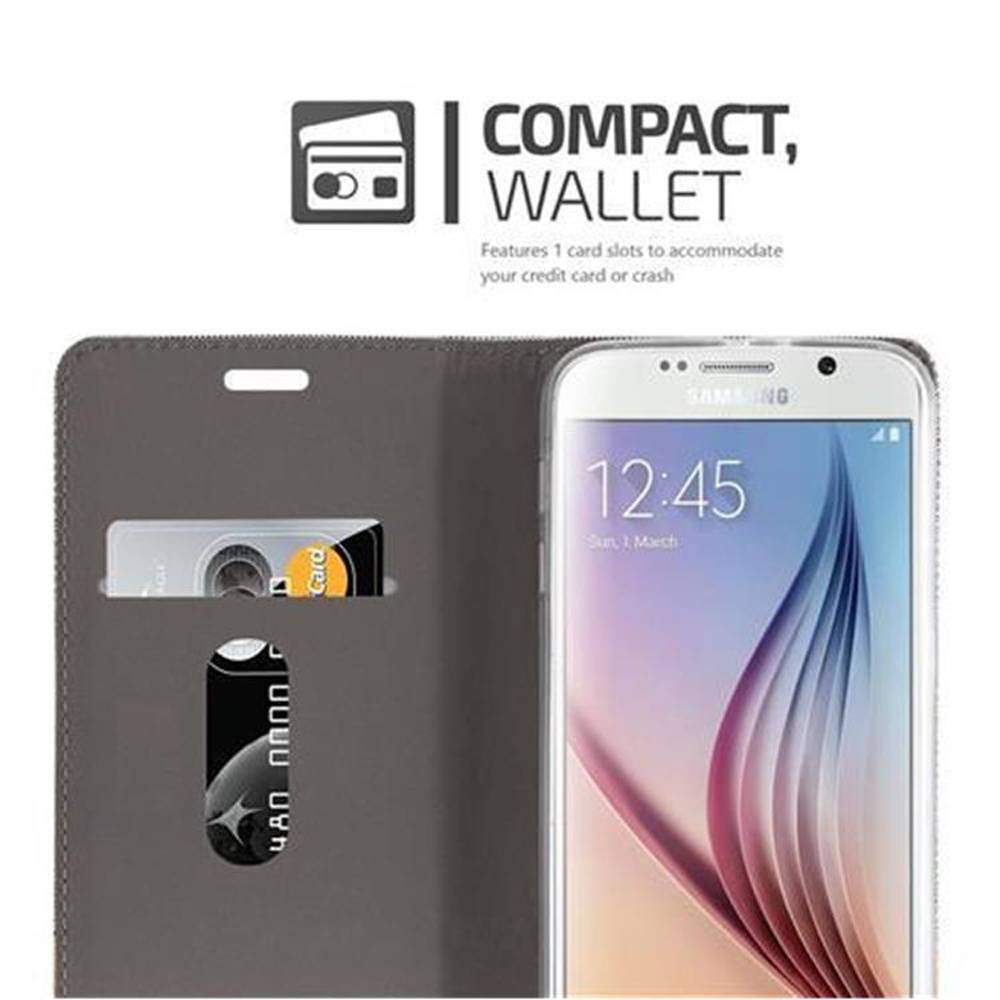Cadorabo Hülle für Samsung Galaxy S6 Schutzhülle in Grau Handy Hülle Etui Book Case Cover