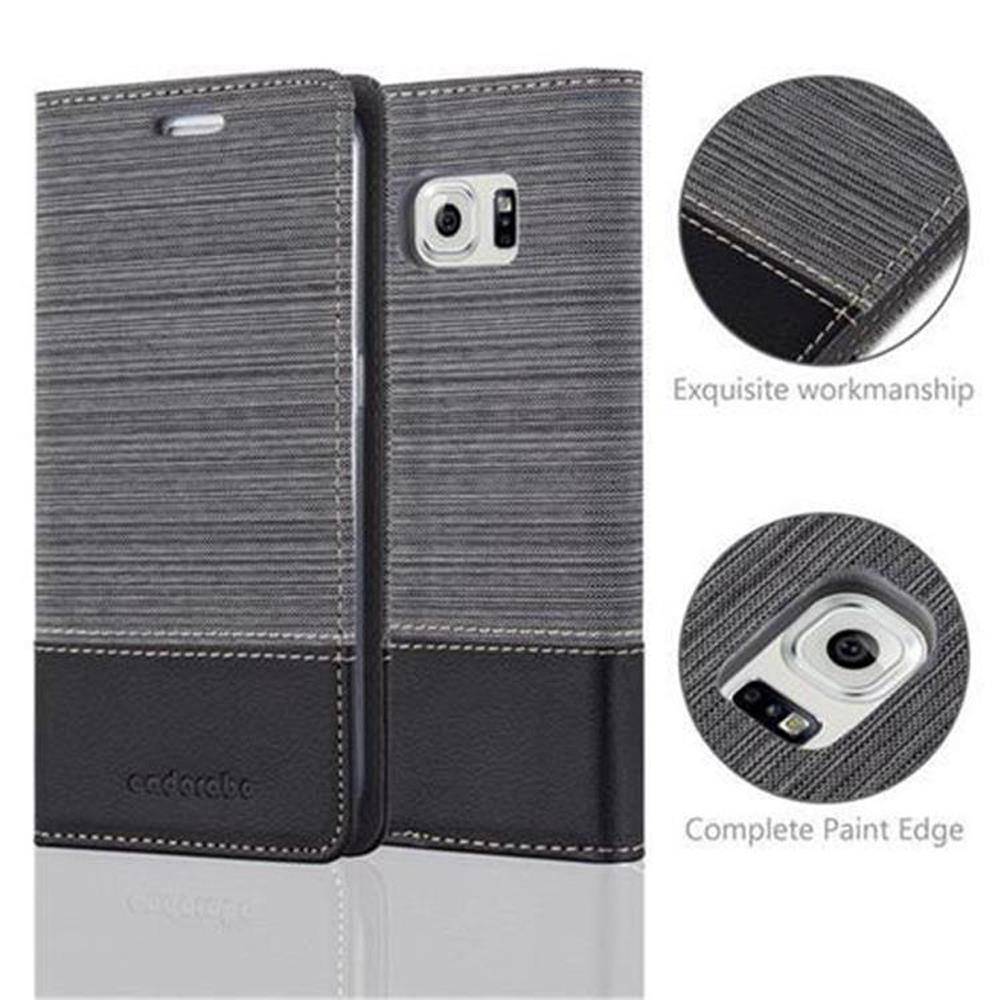Cadorabo Hülle für Samsung Galaxy S6 EDGE Schutzhülle in Grau Handy Hülle Etui Book Case Cover