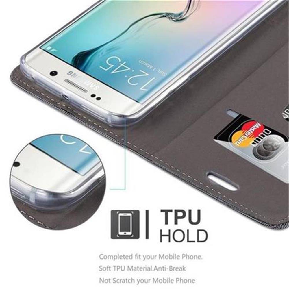 Cadorabo Hülle für Samsung Galaxy S6 EDGE Schutzhülle in Grau Handy Hülle Etui Book Case Cover