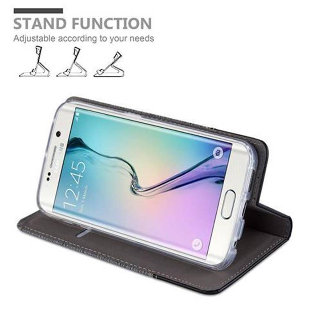 Cadorabo Hülle für Samsung Galaxy S6 EDGE Schutzhülle in Grau Handy Hülle Etui Book Case Cover