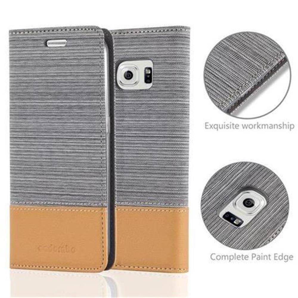 Cadorabo Hülle für Samsung Galaxy S6 EDGE Schutzhülle in Grau Handy Hülle Etui Book Case Cover