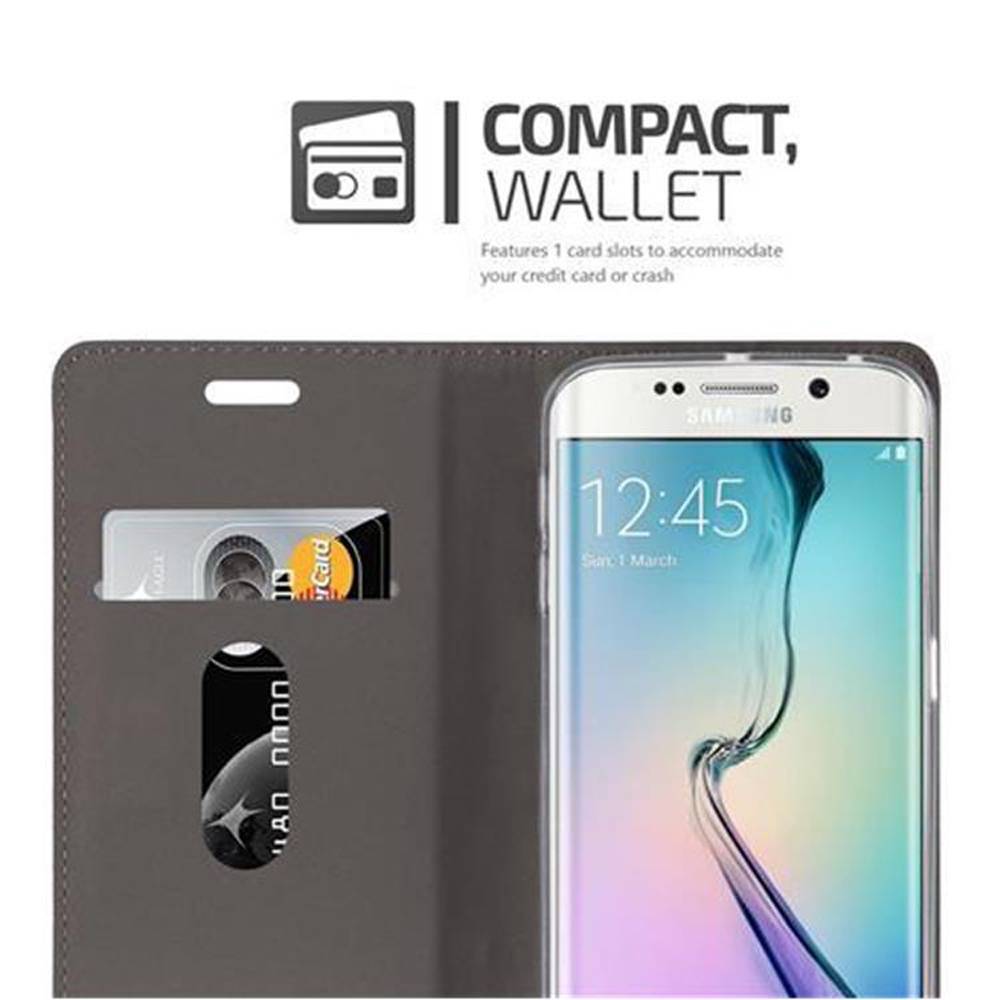 Cadorabo Hülle für Samsung Galaxy S6 EDGE Schutzhülle in Grau Handy Hülle Etui Book Case Cover