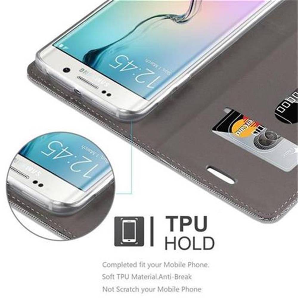 Cadorabo Hülle für Samsung Galaxy S6 EDGE Schutzhülle in Grau Handy Hülle Etui Book Case Cover