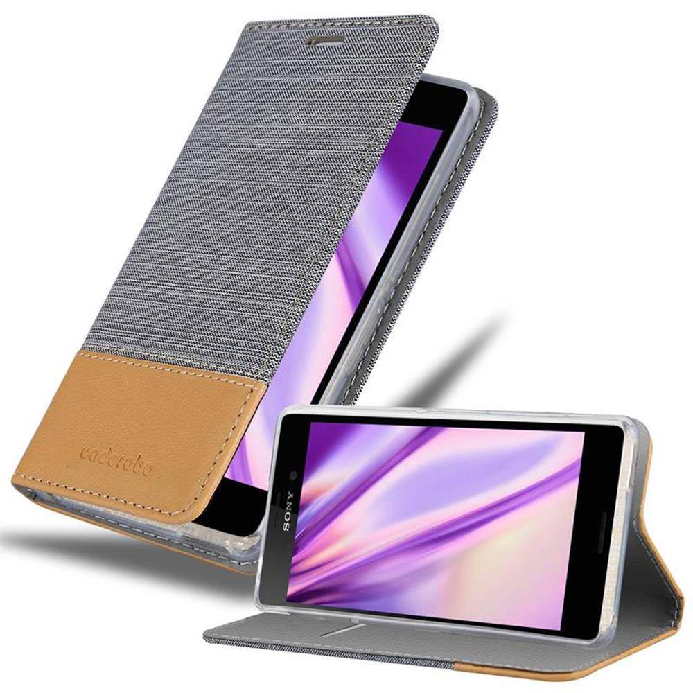 Cadorabo Hülle für Sony Xperia M4 AQUA Schutzhülle in Grau Handy Hülle Etui Book Case Cover