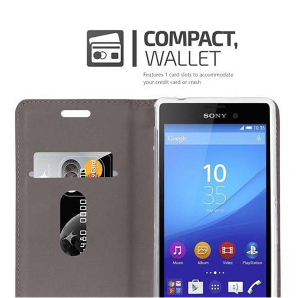 Cadorabo Hülle für Sony Xperia M4 AQUA Schutzhülle in Grau Handy Hülle Etui Book Case Cover