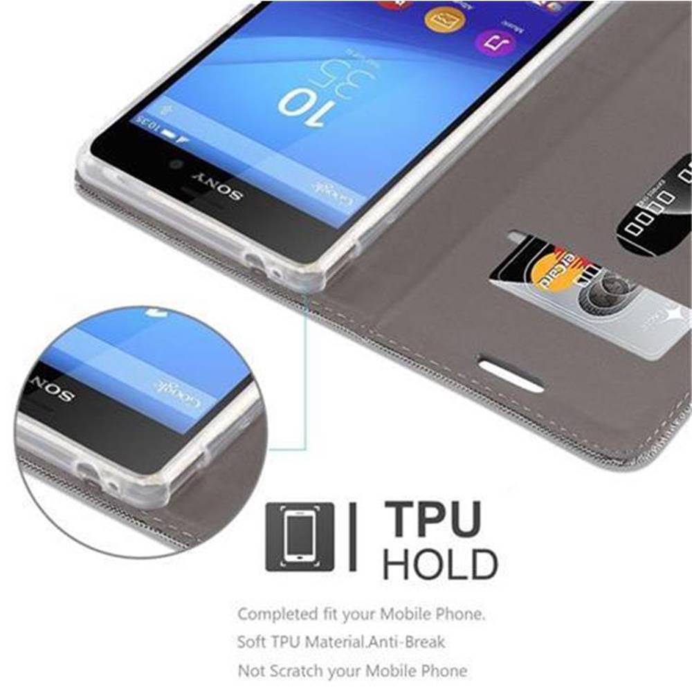 Cadorabo Hülle für Sony Xperia M4 AQUA Schutzhülle in Grau Handy Hülle Etui Book Case Cover
