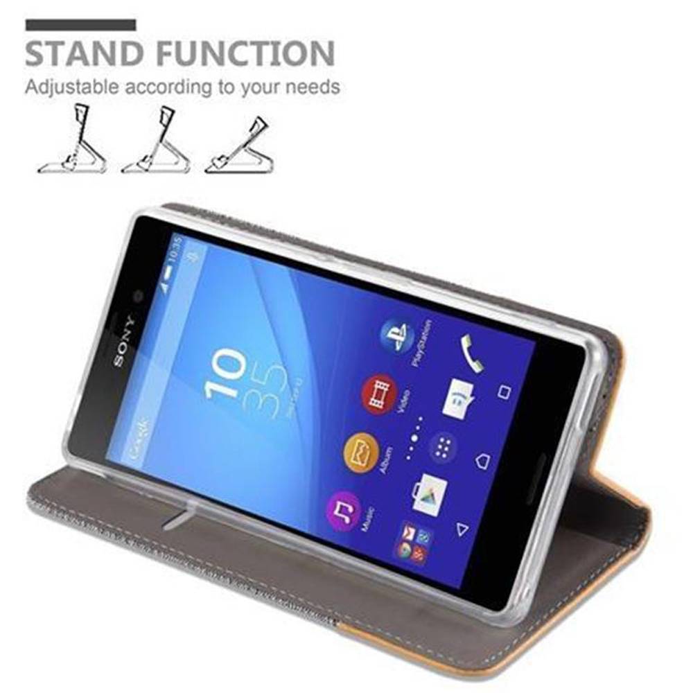 Cadorabo Hülle für Sony Xperia M4 AQUA Schutzhülle in Grau Handy Hülle Etui Book Case Cover