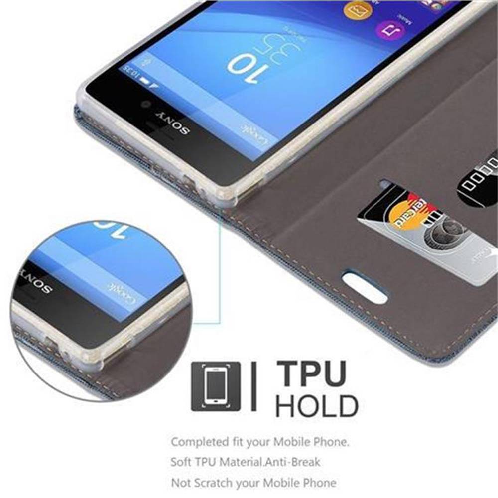 Cadorabo Hülle für Sony Xperia M4 AQUA Schutzhülle in Blau Handy Hülle Etui Book Case Cover