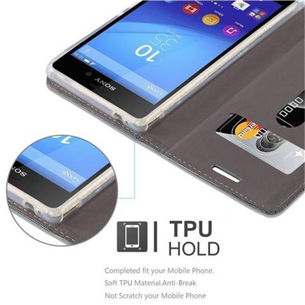 Cadorabo Hülle für Sony Xperia M4 AQUA Schutzhülle in Grau Handy Hülle Etui Book Case Cover