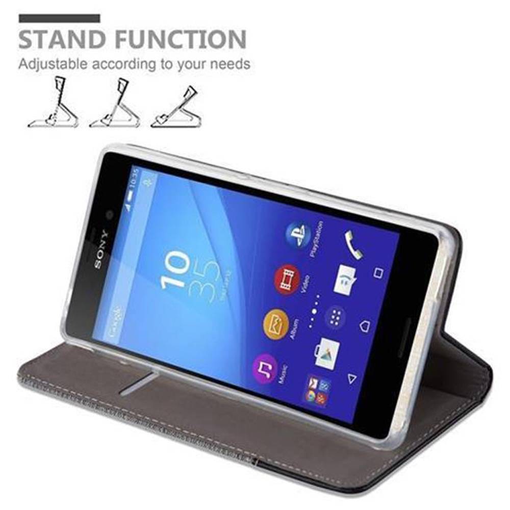 Cadorabo Hülle für Sony Xperia M4 AQUA Schutzhülle in Grau Handy Hülle Etui Book Case Cover