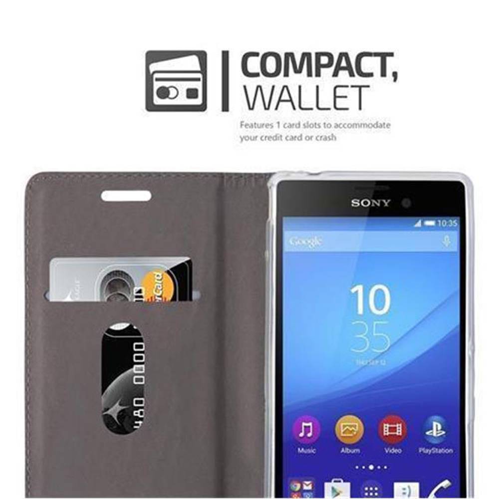 Cadorabo Hülle für Sony Xperia M4 AQUA Schutzhülle in Grau Handy Hülle Etui Book Case Cover