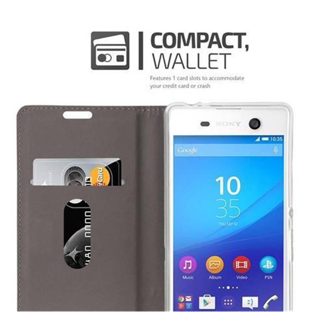 Cadorabo Hülle für Sony Xperia M5 Schutzhülle in Grau Handy Hülle Etui Book Case Cover