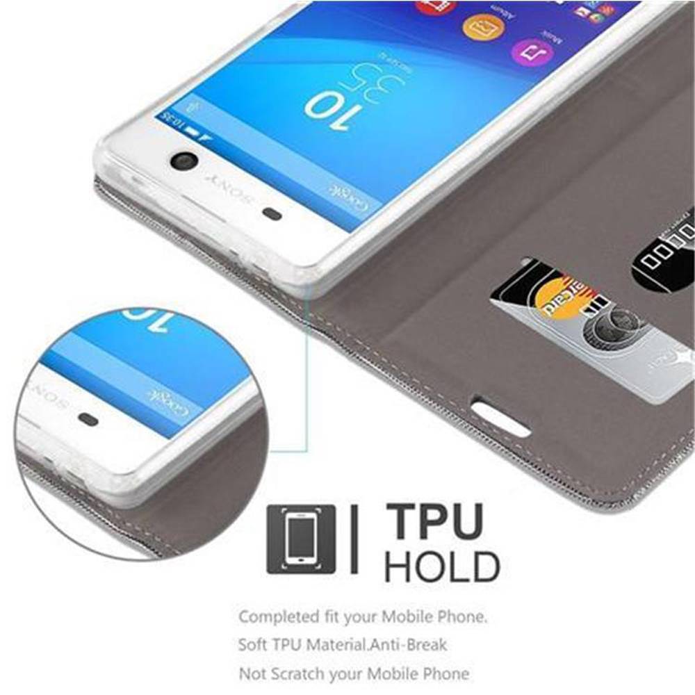 Cadorabo Hülle für Sony Xperia M5 Schutzhülle in Grau Handy Hülle Etui Book Case Cover