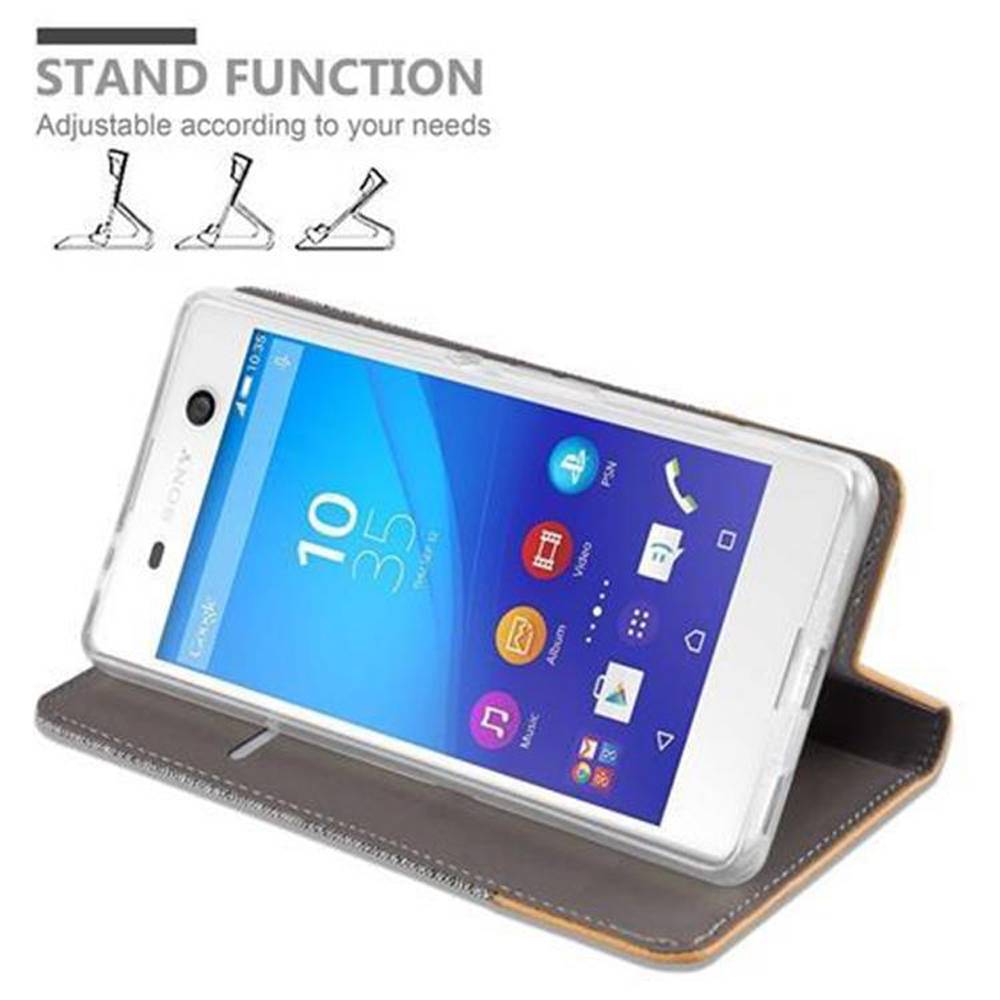 Cadorabo Hülle für Sony Xperia M5 Schutzhülle in Grau Handy Hülle Etui Book Case Cover