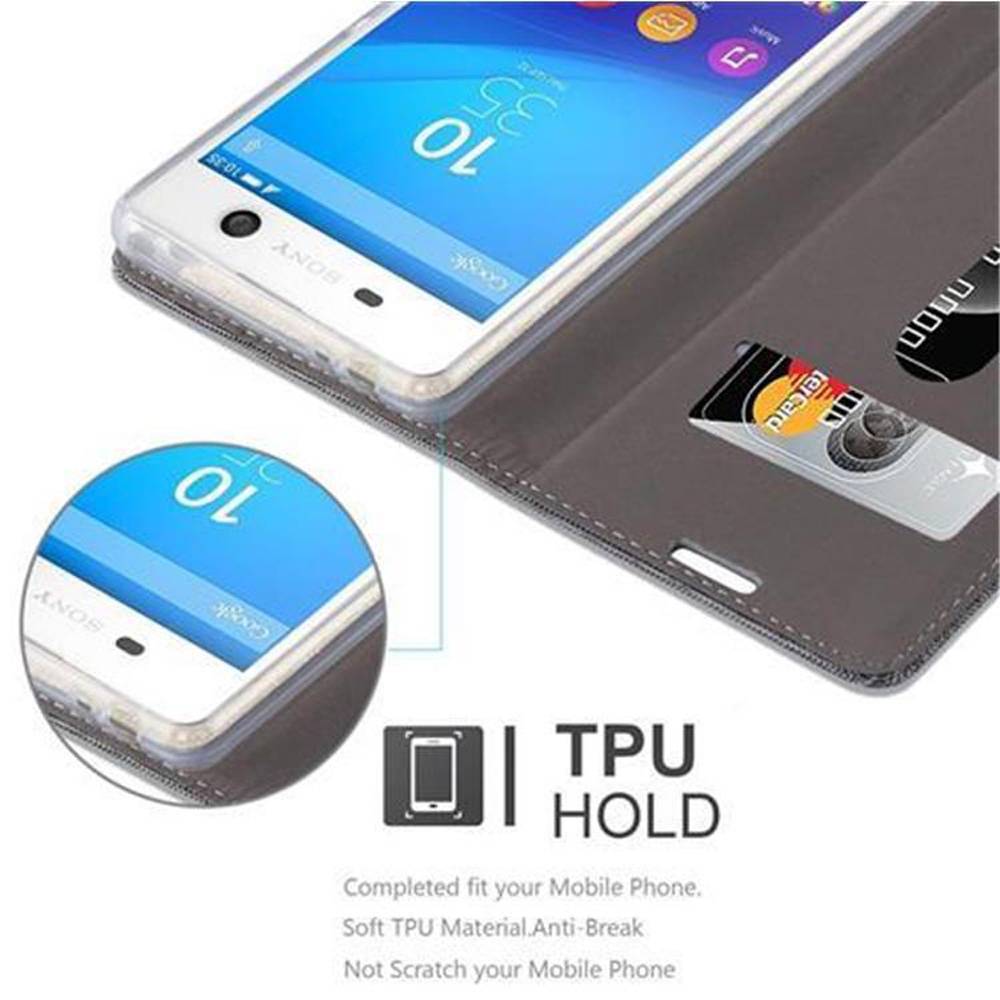 Cadorabo Hülle für Sony Xperia M5 Schutzhülle in Grau Handy Hülle Etui Book Case Cover