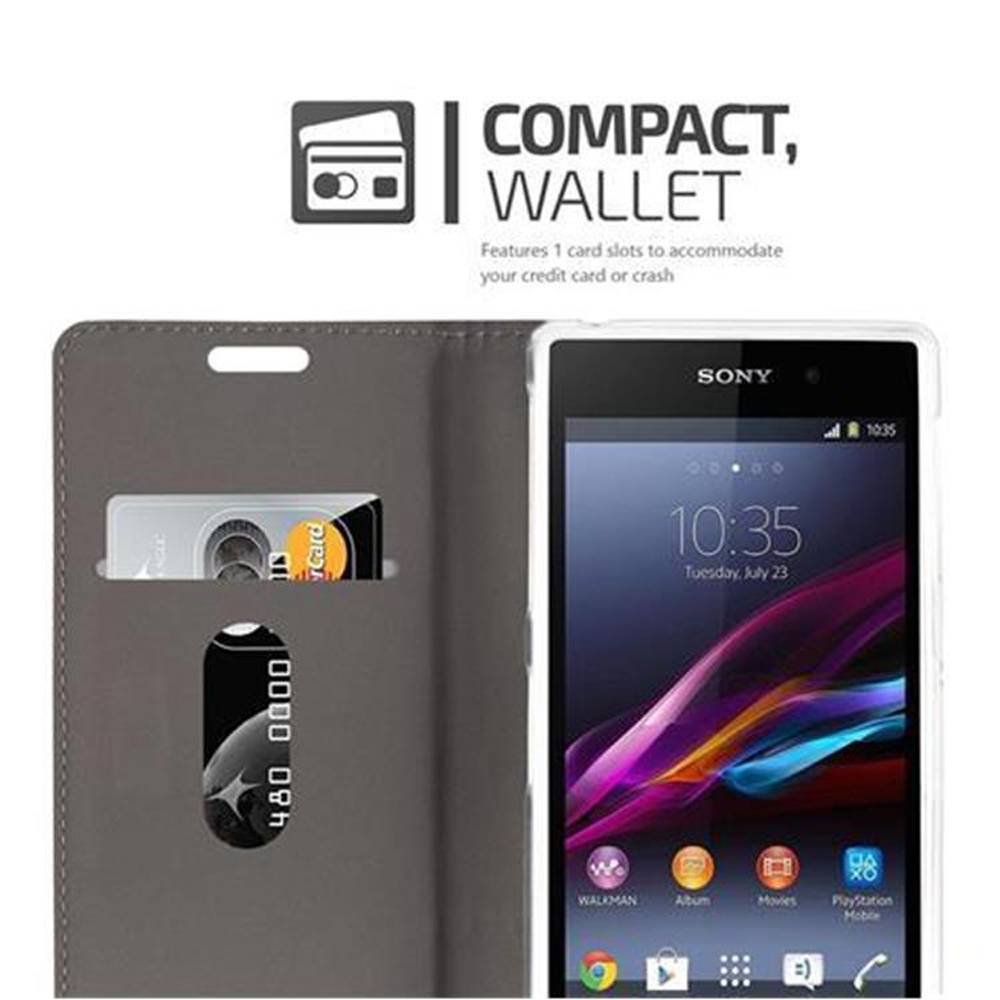 Cadorabo Hülle für Sony Xperia Z1 Schutzhülle in Grau Handy Hülle Etui Book Case Cover