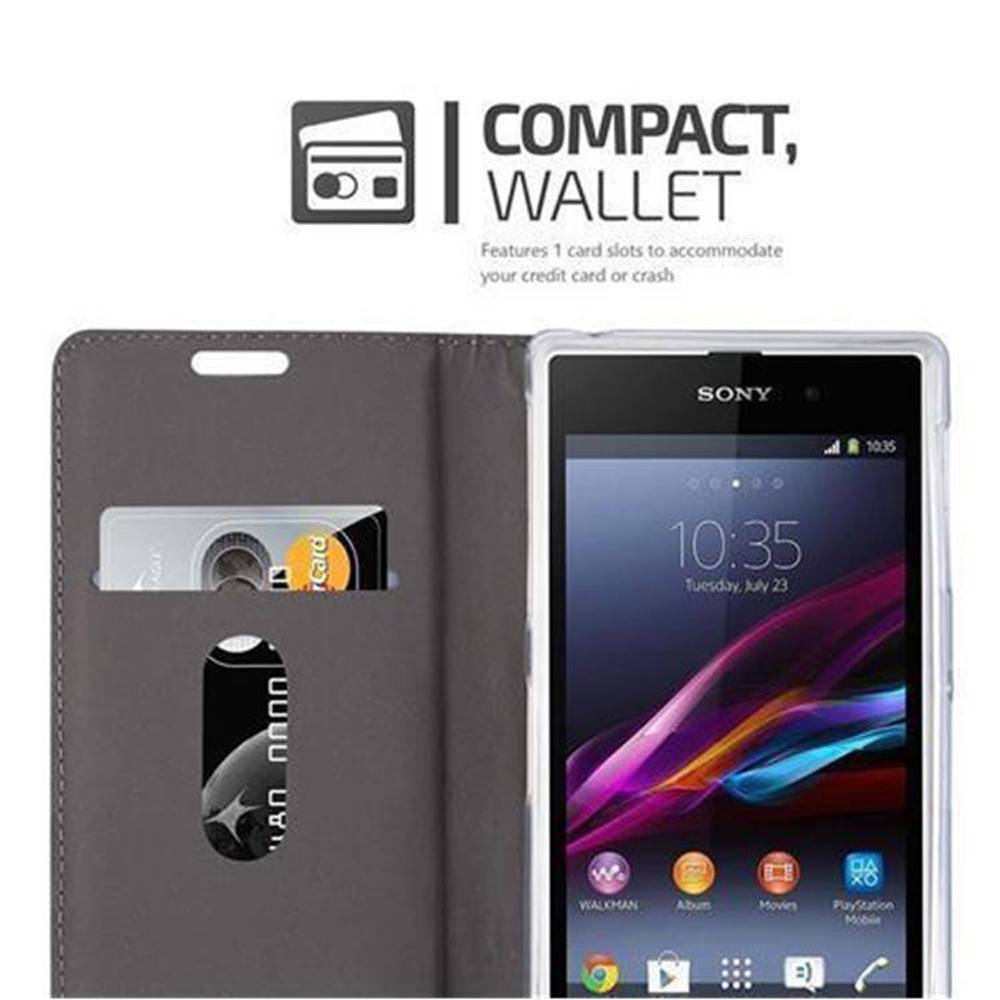 Cadorabo Hülle für Sony Xperia Z1 Schutzhülle in Grau Handy Hülle Etui Book Case Cover