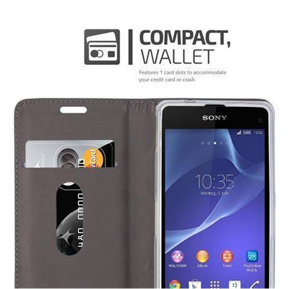 Cadorabo Hülle für Sony Xperia Z1 COMPACT Schutzhülle in Grau Handy Hülle Etui Book Case Cover