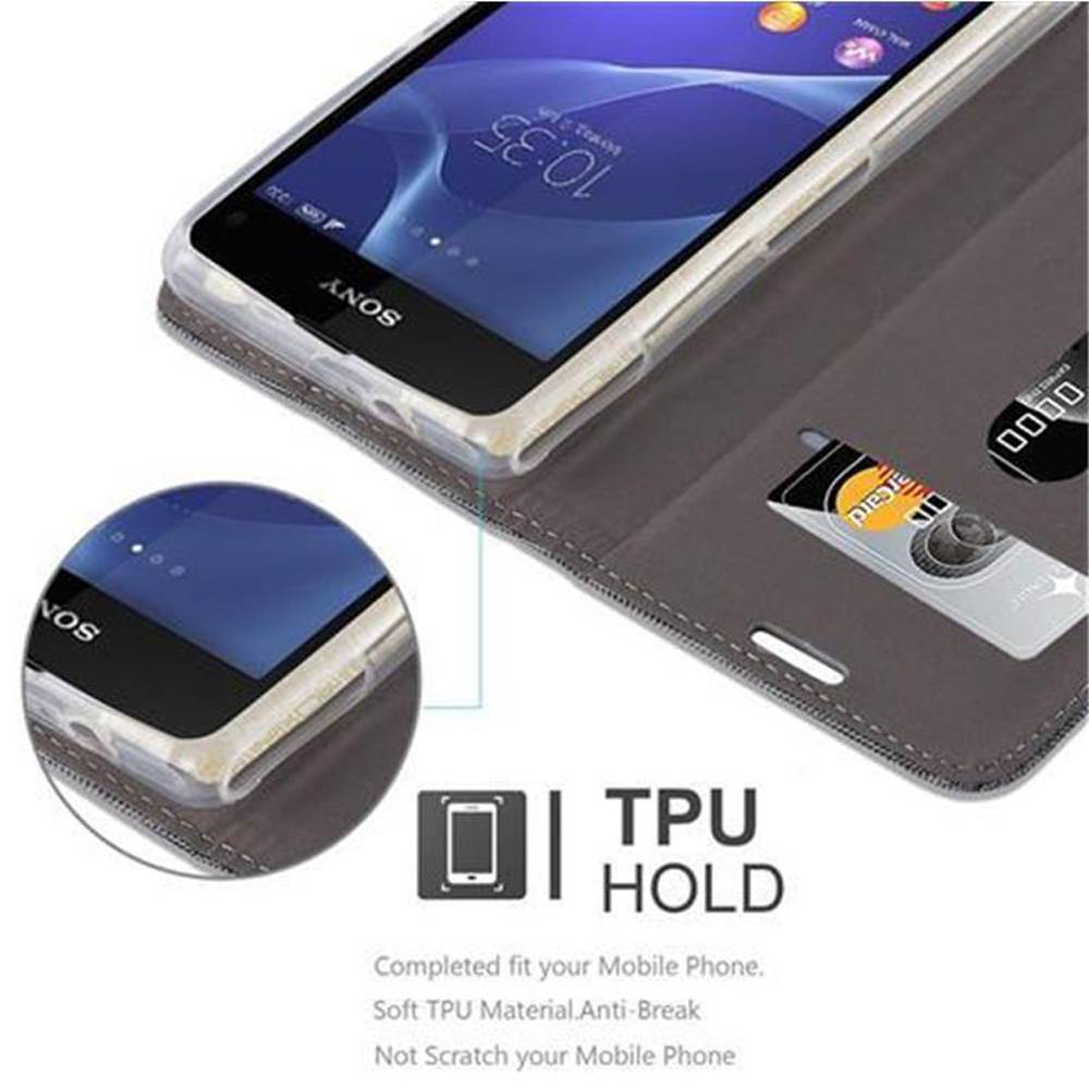 Cadorabo Hülle für Sony Xperia Z1 COMPACT Schutzhülle in Grau Handy Hülle Etui Book Case Cover