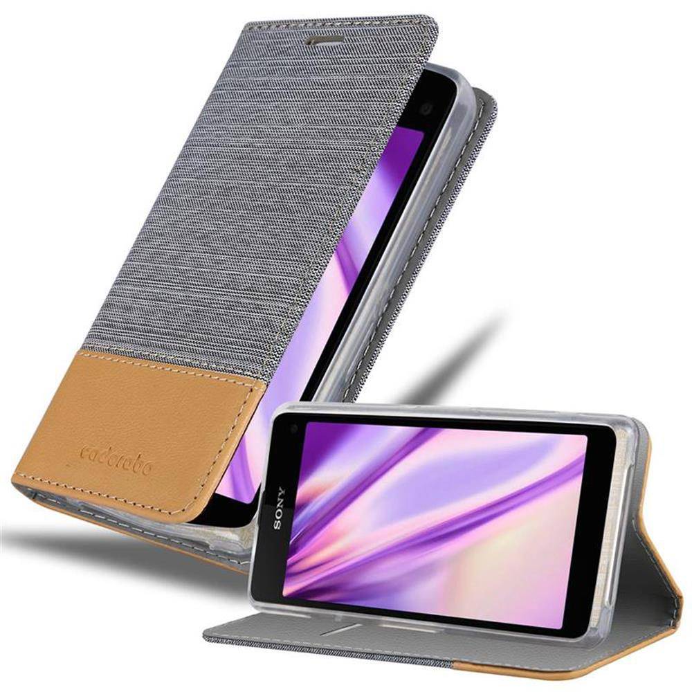 Cadorabo Hülle für Sony Xperia Z1 COMPACT Schutzhülle in Grau Handy Hülle Etui Book Case Cover