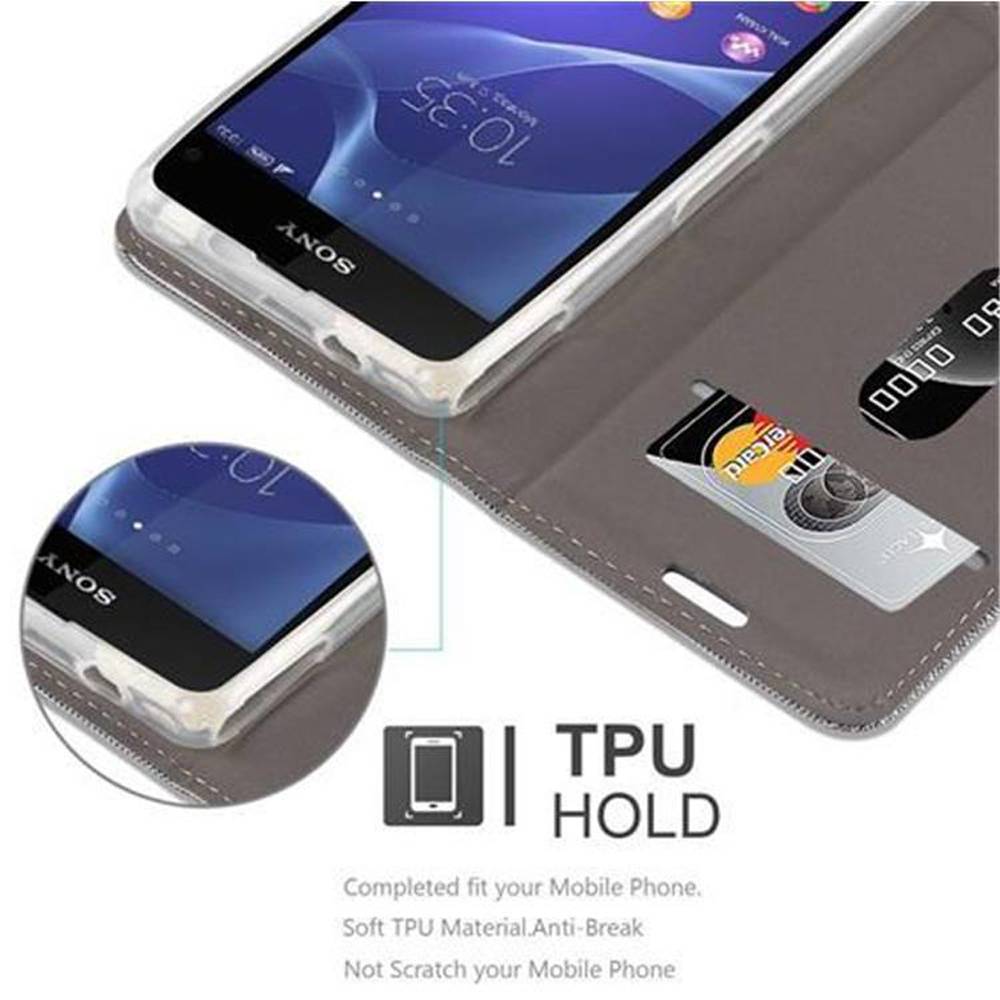 Cadorabo Hülle für Sony Xperia Z1 COMPACT Schutzhülle in Grau Handy Hülle Etui Book Case Cover