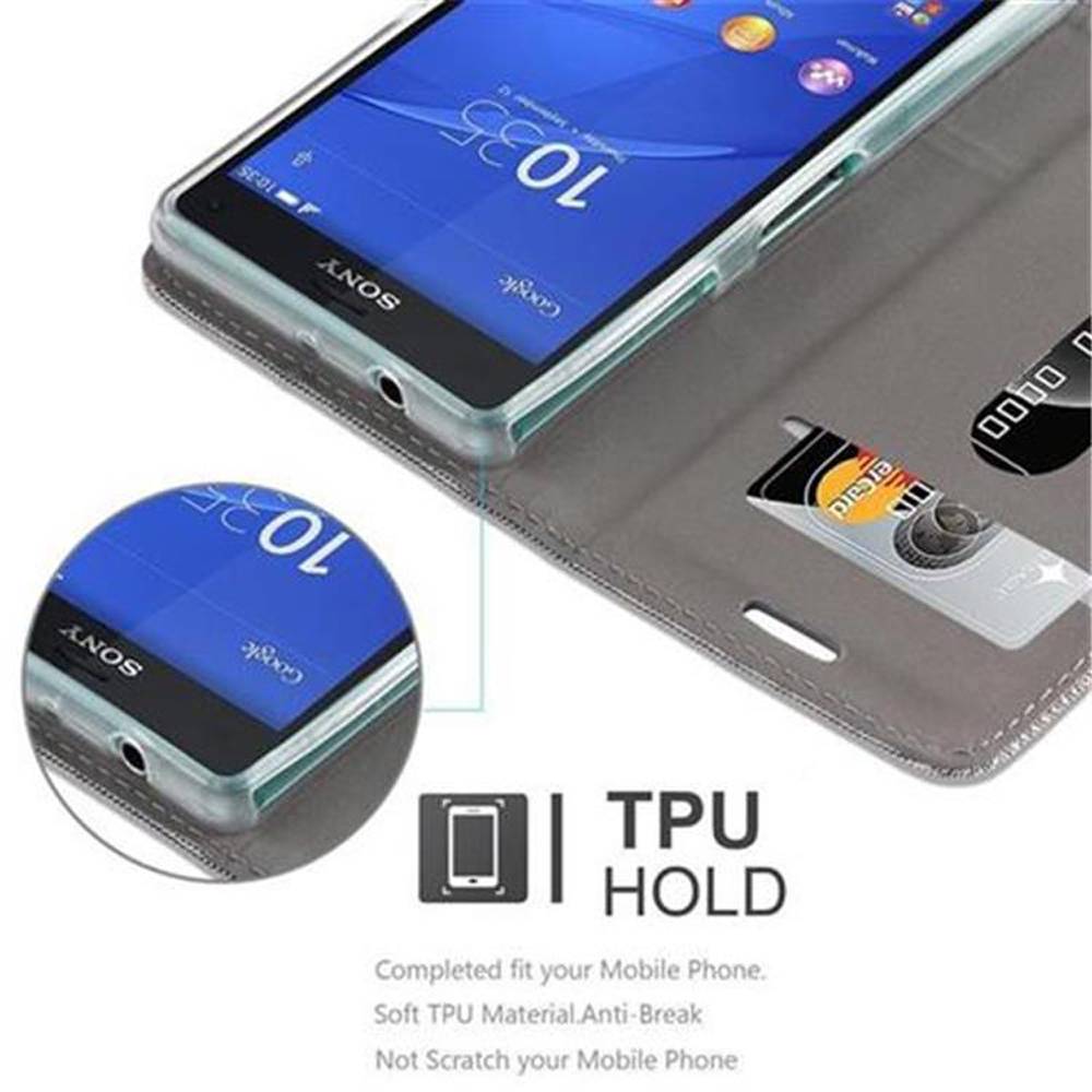 Cadorabo Hülle für Sony Xperia Z3 COMPACT Schutzhülle in Grau Handy Hülle Etui Book Case Cover