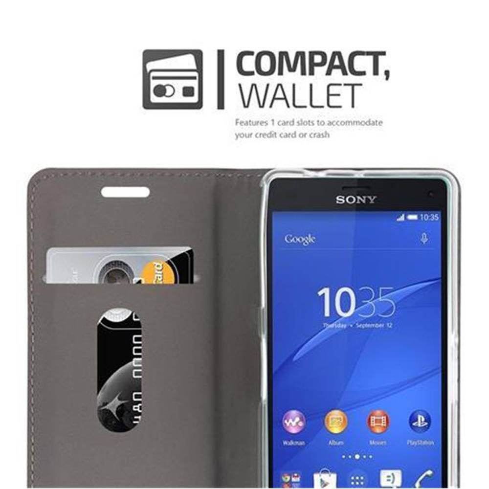 Cadorabo Hülle für Sony Xperia Z3 COMPACT Schutzhülle in Grau Handy Hülle Etui Book Case Cover