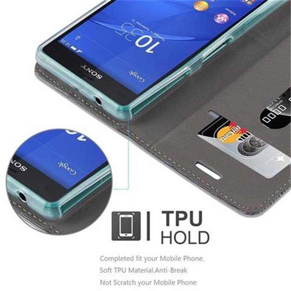 Cadorabo Hülle für Sony Xperia Z3 COMPACT Schutzhülle in Grau Handy Hülle Etui Book Case Cover