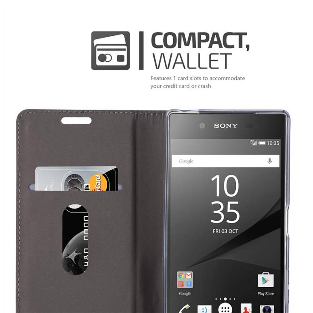 Cadorabo Hülle für Sony Xperia Z5 Schutzhülle in Grau Handy Hülle Etui Book Case Cover