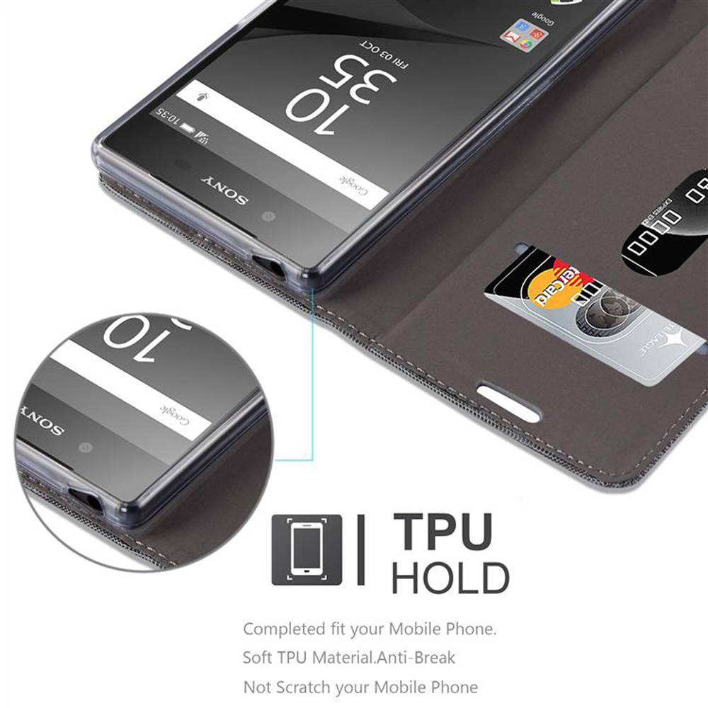 Cadorabo Hülle für Sony Xperia Z5 Schutzhülle in Grau Handy Hülle Etui Book Case Cover