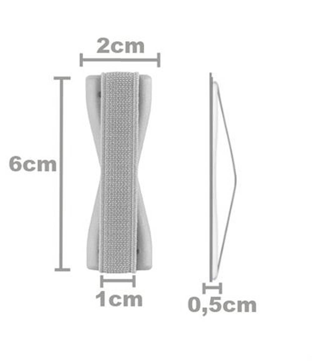 Cadorabo Finger-Halterung Sling Grip für Smartphone / Tablet / iPod / eReader Griff Henkel Sling Schlaufe Riemen in Grau