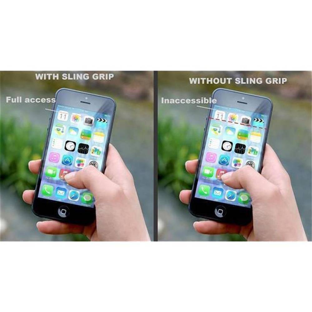 Cadorabo Finger-Halterung Sling Grip für Smartphone / Tablet / iPod / eReader Griff Henkel Sling Schlaufe Riemen in SCHWARZ