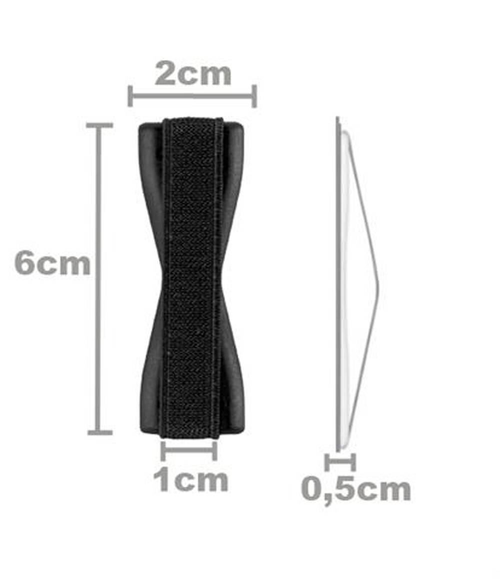 Cadorabo Finger-Halterung Sling Grip für Smartphone / Tablet / iPod / eReader Griff Henkel Sling Schlaufe Riemen in SCHWARZ
