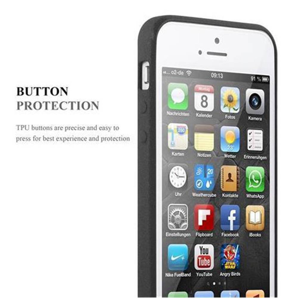 Cadorabo Schutzhülle für Apple iPhone 5 / 5S / SE 2016 Hülle in Schwarz Handyhülle TPU Etui Cover Case