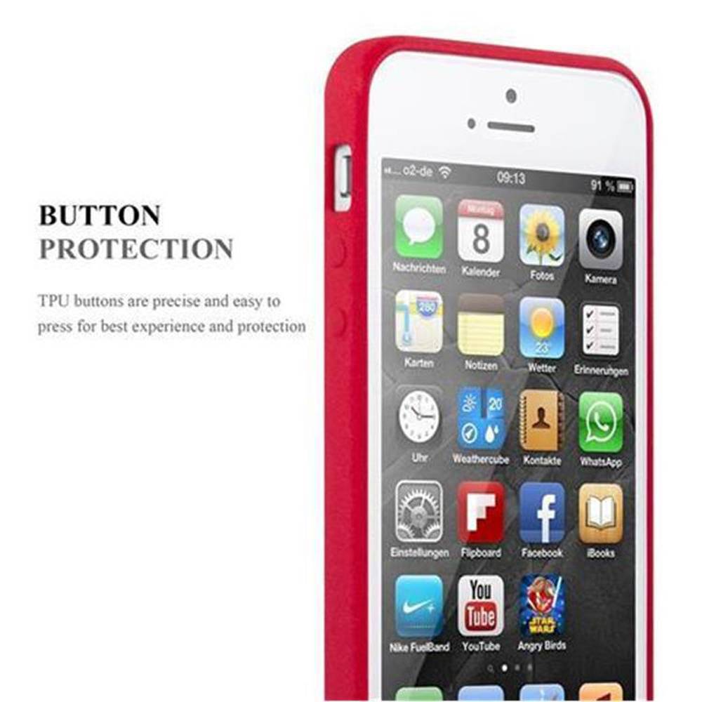 Cadorabo Schutzhülle für Apple iPhone 5 / 5S / SE 2016 Hülle in Rot Handyhülle TPU Etui Cover Case