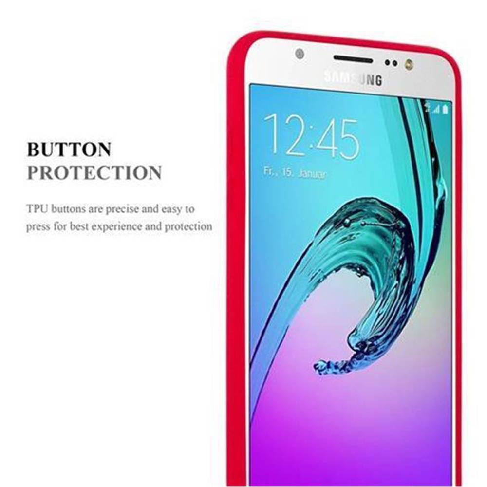 Cadorabo Schutzhülle für Samsung Galaxy J7 2016 Hülle in Rot Handyhülle TPU Etui Cover Case