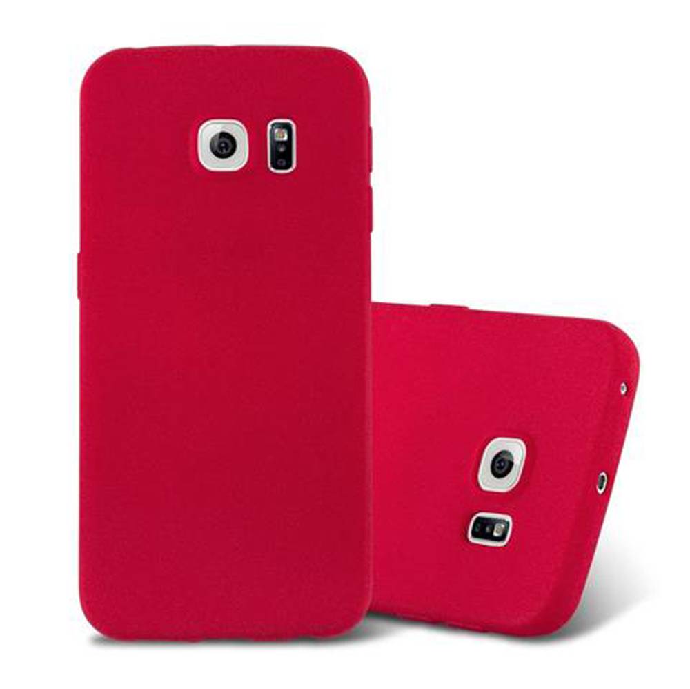 Cadorabo Schutzhülle für Samsung Galaxy S6 EDGE Hülle in Rot Handyhülle TPU Etui Cover Case