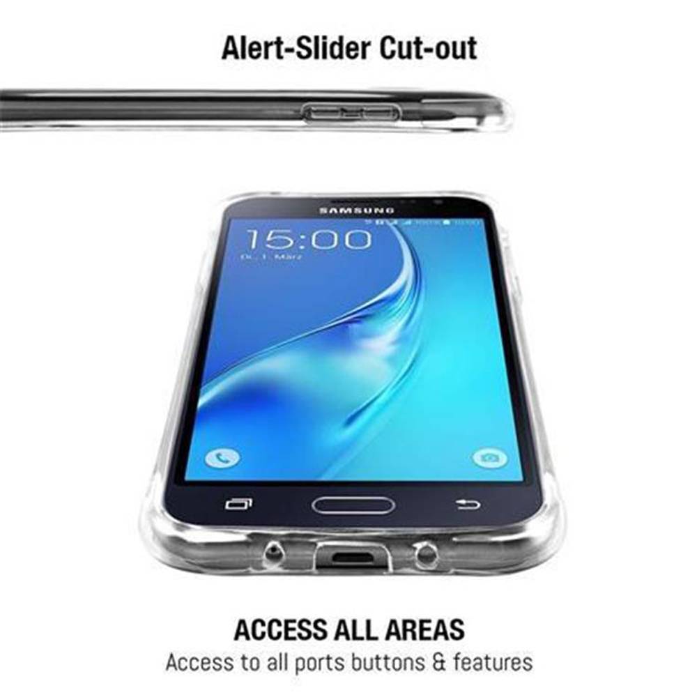 Cadorabo Schutzhülle für Samsung Galaxy J3 2015 in Weiß Etui Schutzhülle TPU Silikon Cover mit Schlaufe