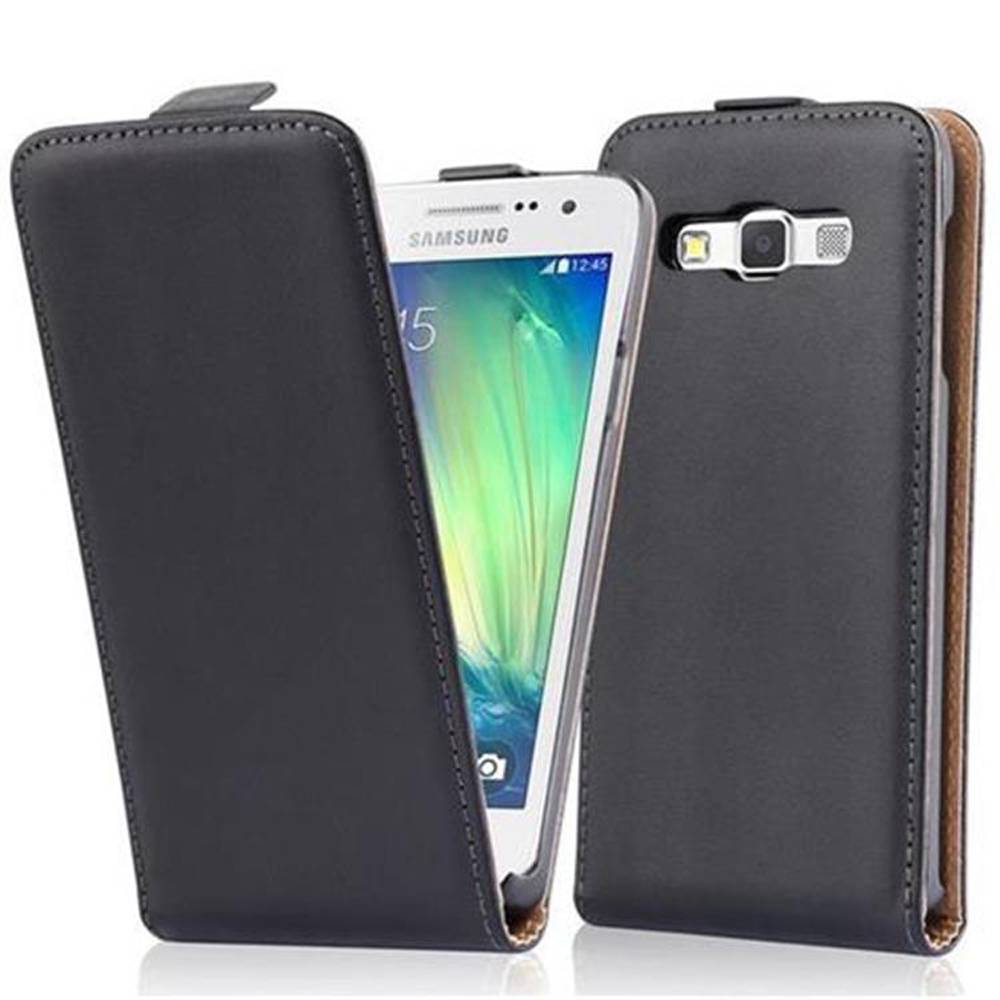 Cadorabo Hülle für Samsung Galaxy A3 2015 Schutzhülle in Schwarz Flip Handyhülle Case Cover Etui Kunstleder
